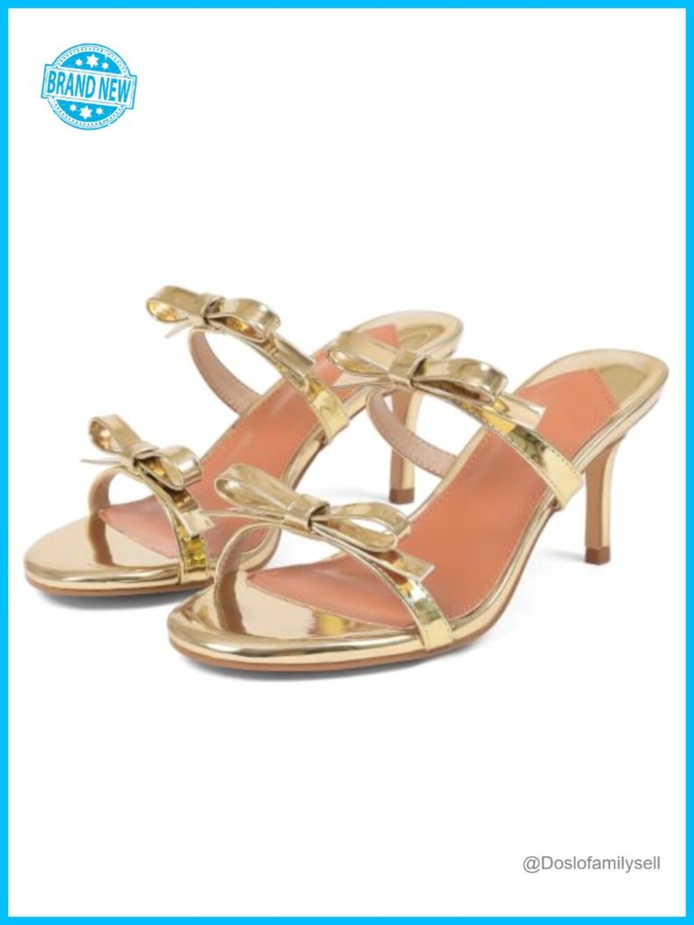 CYNLLIO Bow Kitten Heel Sandals Faux Leather Open Toe Dressy